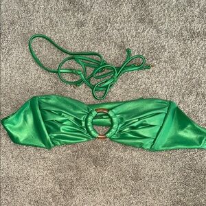 Montce Shiny Green Bikini Top with Ring Accent